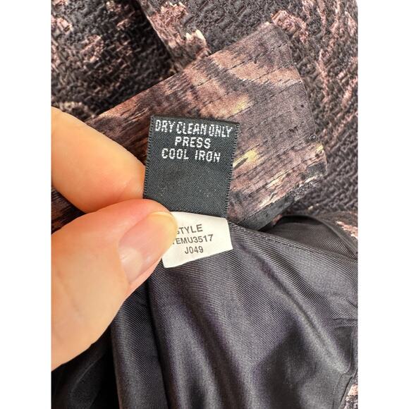 LINDA ALLARD ELLEN TRACY brown cotton silk quilted open front jacket blazer 8 - Picture 8 of 9